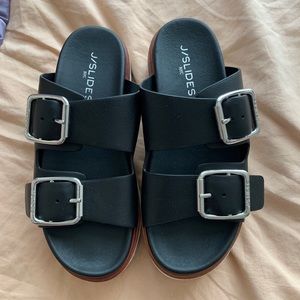 J/slide platform Birkenstock style sandals NWOT